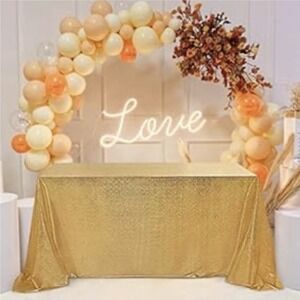 Fitable Party Sequin Tablecloth 60x84in Sparkle Glitter Rectangle Overlay Gold